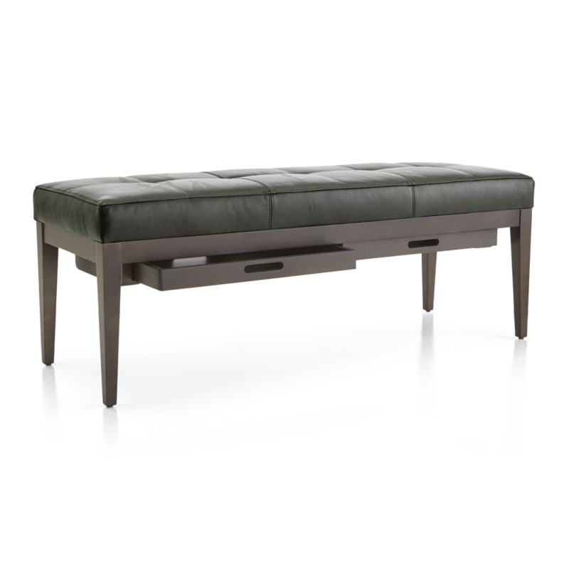 Nash Leather Small Tufted Bench with Tray - Image 3