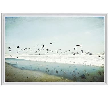 Birds Reflected Framed Print by Lupen Grainne, 28x42", Ridged Distressed Frame, White, No Mat - Image 0