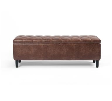 Jay Tufted Leather Storage Bench, Tobacco - Image 5