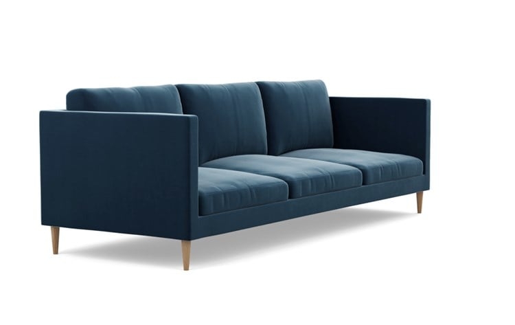 Oliver Sofa with Blue Sapphire Fabric and Natural Oak legs - Image 0