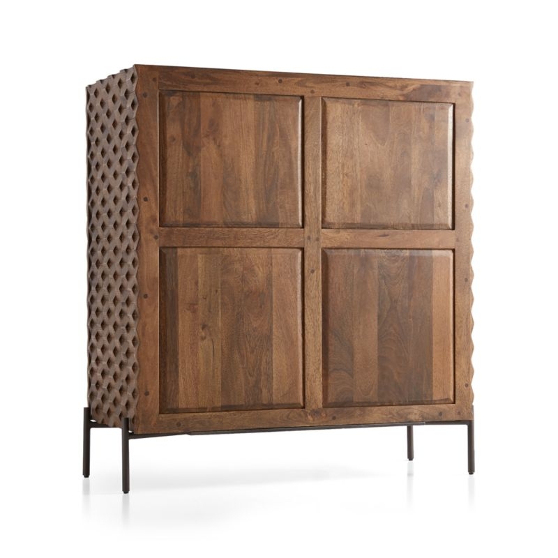 Raffael Carved Wood Bar Cabinet with Storage - Image 2