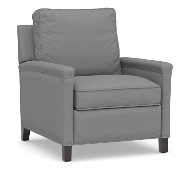 Tyler Square Arm Upholstered Recliner without Nailheads, Down Blend Wrapped Cushions, Textured Twill Light Gray - Image 0