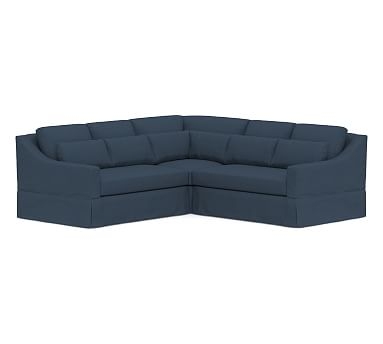 York Slope Arm Slipcovered Deep Seat 3-Piece L-Shaped Corner Sectional, Down Blend Wrapped Cushions, Brushed Crossweave Navy - Image 2