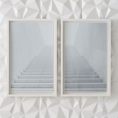 White Washed Stairs Diptych Framed Art, Set of 2, White Frame, 24x37" - Image 2