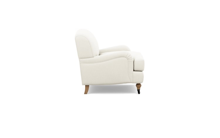 Rose by The Everygirl Accent Chair with White Ivory Fabric and Natural Oak with Antiqued Caster legs - Image 2