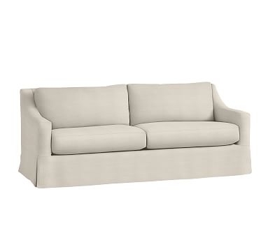 York Slope Arm Slipcovered Sofa 81" 2x2, Down Blend Wrapped Cushions, Sunbrella(R) Performance Sahara Weave Ivory - Image 0