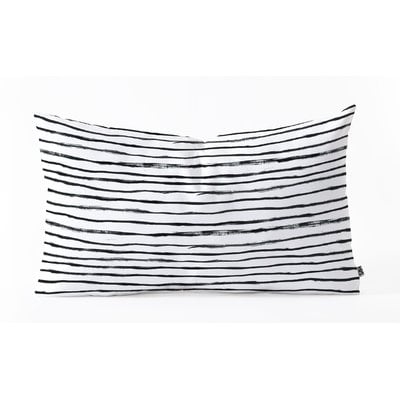Dash and Ash Painted Stripes Oblong Indoor/Outdoor Lumbar Pillow - Image 0