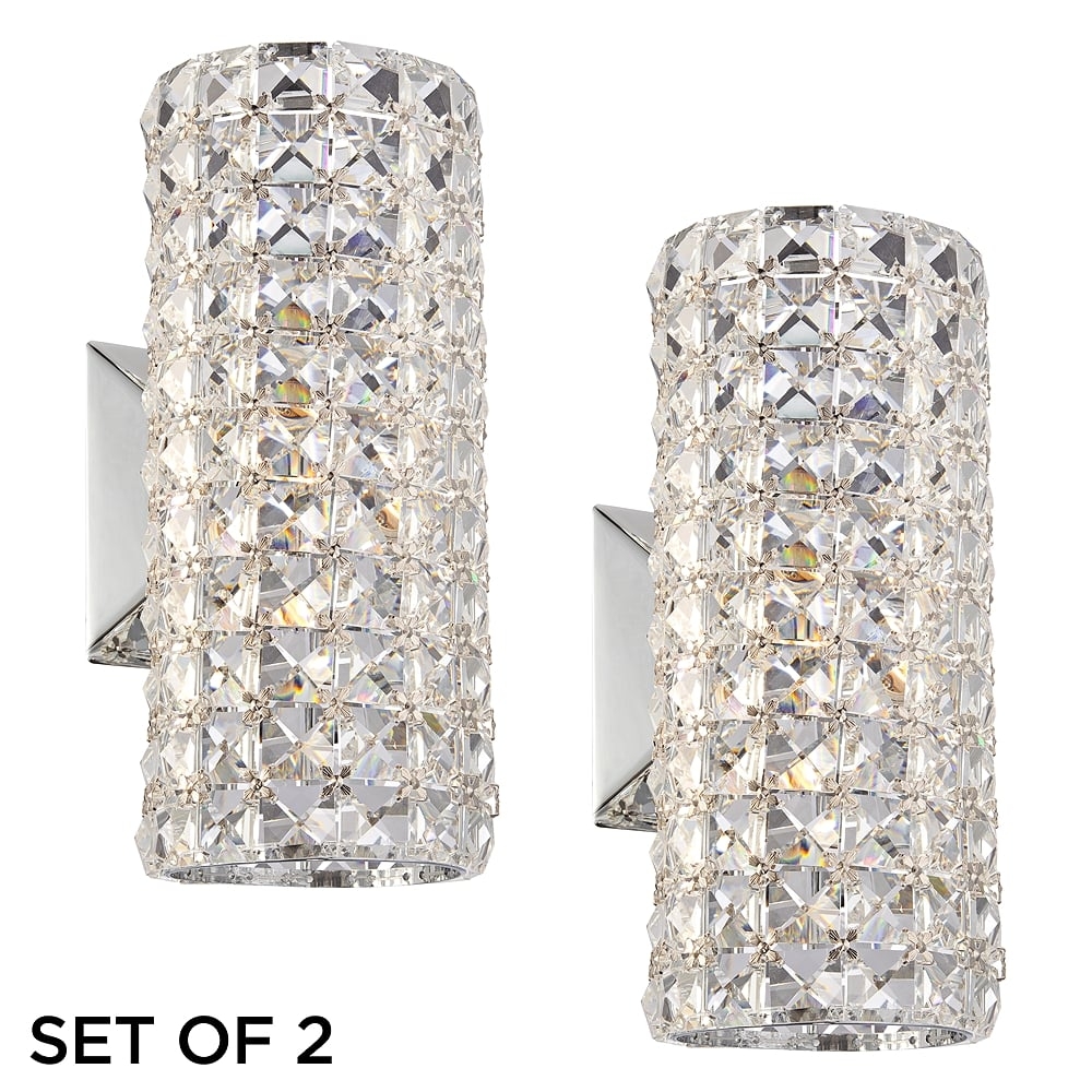Cesenna 10 1/4" High Crystal LED Wall Sconces Set of 2 - Image 0