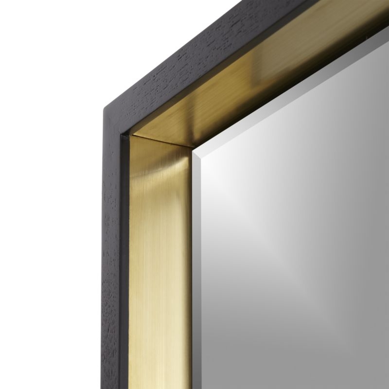 Liam Black Frame Floor Mirror with Brass Inlay - Image 3