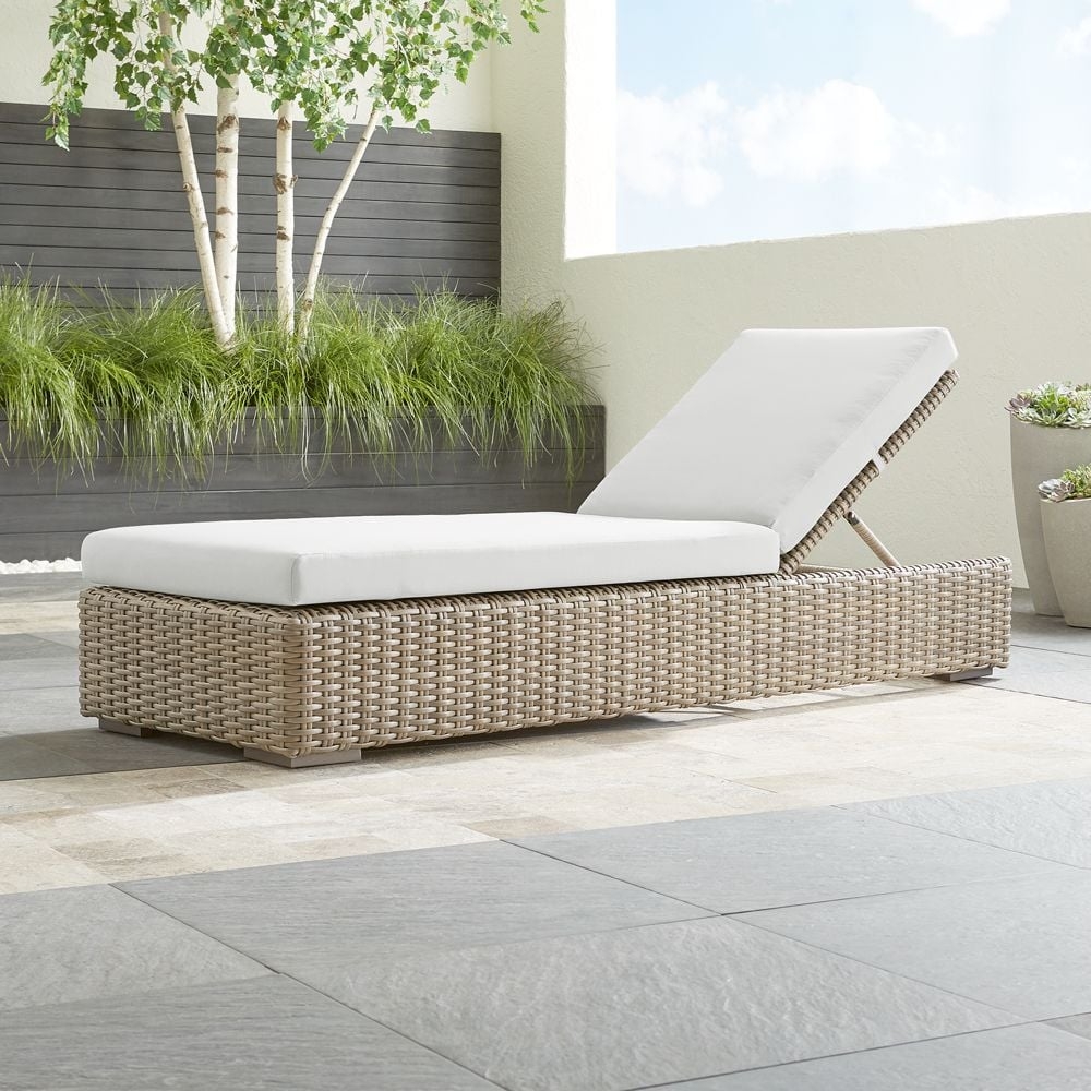Abaco Resin Wicker Outdoor Chaise Lounge with Natural Sunbrella ® Cushions - Image 1