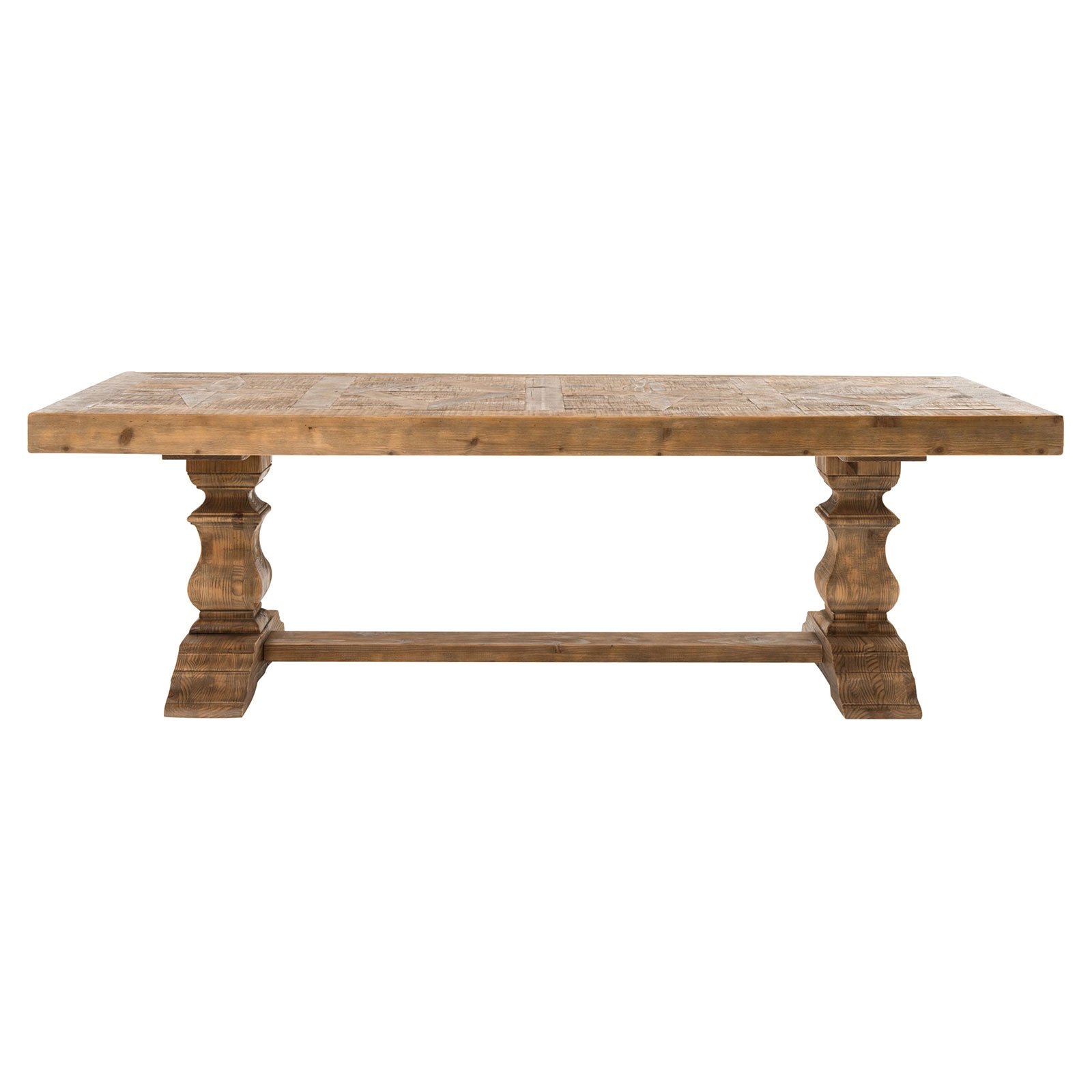 Ellicott Rustic Lodge Bleached Pine Trestle Dining Table - Image 1