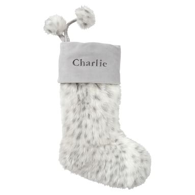 Gray Leopard Faux-Fur Stocking - Image 1