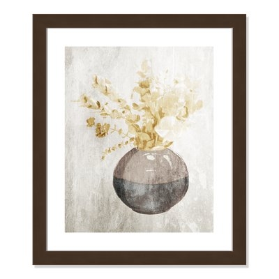 'Yellow Flowers In Vase II' Framed Acrylic Painting Print - Image 0