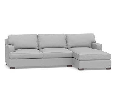 Townsend Square Arm Upholstered Left Chaise Sofa Sectional, Polyester Wrapped Cushions, Brushed Crossweave Light Gray - Image 0