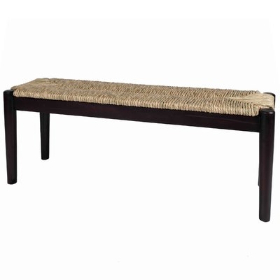 Malmesbury Wicker Bench, Black Finish Frame with Seagrass Woven Seat - Image 1