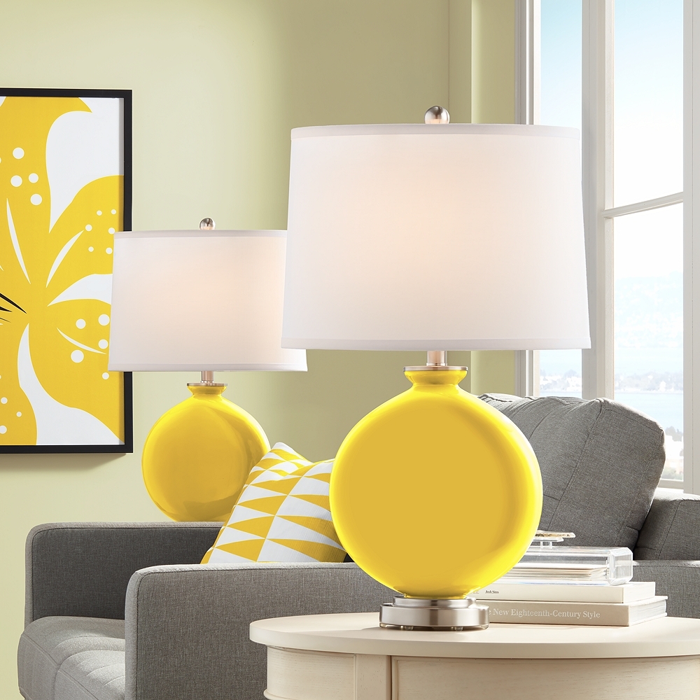 Color Plus Carrie 26 1/2" Citrus Yellow Table Lamps Set of 2 - Image 0