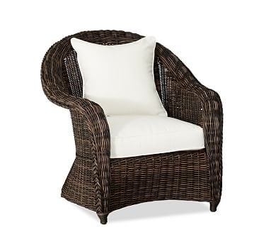Torrey All-Weather Wicker Roll Arm Lounge Chair with Cushion, Espresso - Image 0