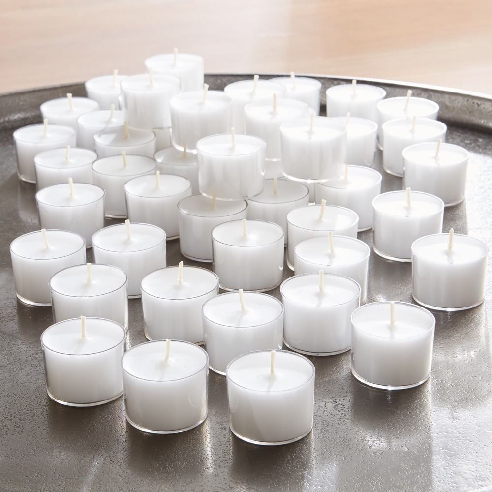 White Clear-Cupped 8-Hour Tealights, Set of 50 - Image 0