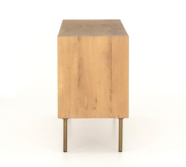 Archdale Wood 6-Drawer Wide Dresser, Natural Oak/Satin Brass - Image 2