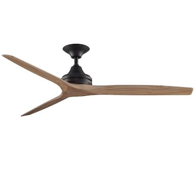 60" Spitfire Indoor/Outdoor Ceiling Fan with LED Kit, Dark Bronze Motor with Natural Blades - Image 1
