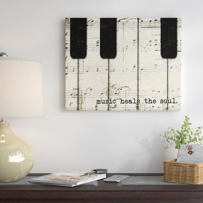 'Piano Keys and Music' Graphic Art Print on Canvas - Image 0