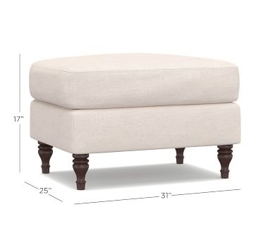 Carlisle Upholstered Ottoman, Polyester Wrapped Cushions, Washed Linen/Cotton Ivory - Image 3