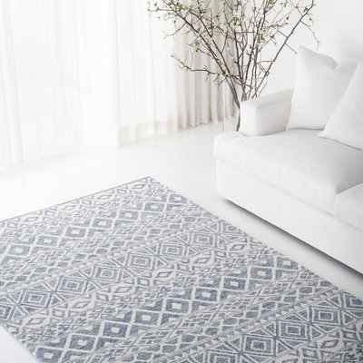 Theresa Hand-Tufted Wool Ivory/Blue Area Rug - Image 0