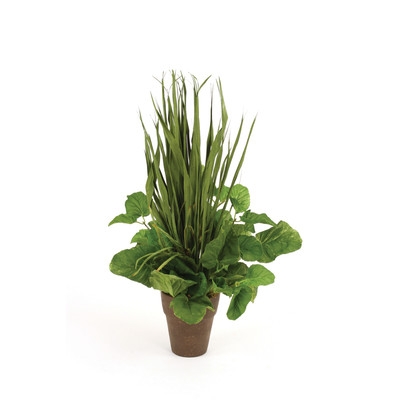 Green Foliage, Blade and Grass Mix Floor Plant in Pot - Image 0