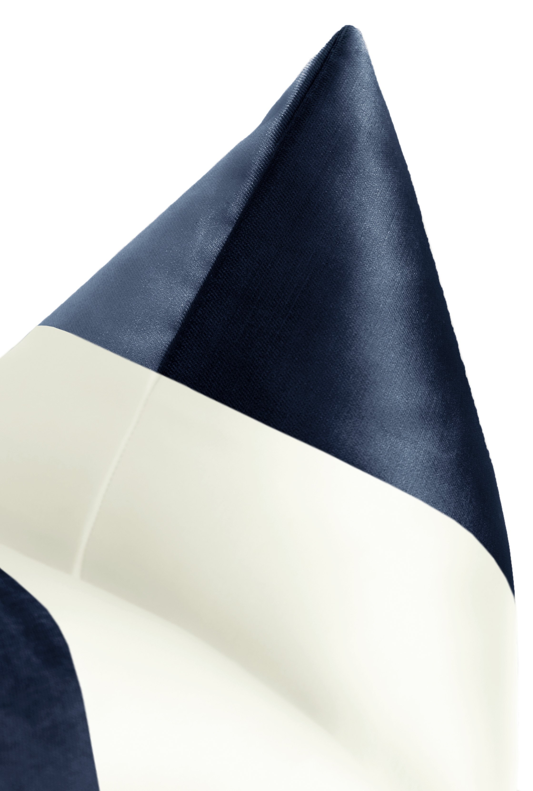 PANEL COLORBLOCK :: FAUX SILK VELVET // NAVY BLUE + ALABASTER SILK - 20" X 20" - Image 1