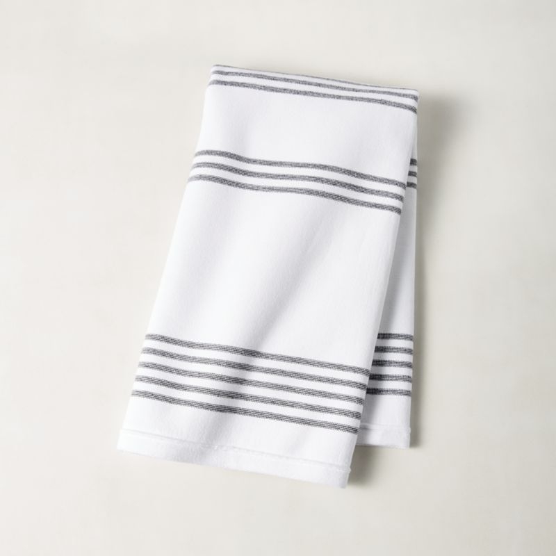 Raya Black and White Striped Hand Towel - Image 2