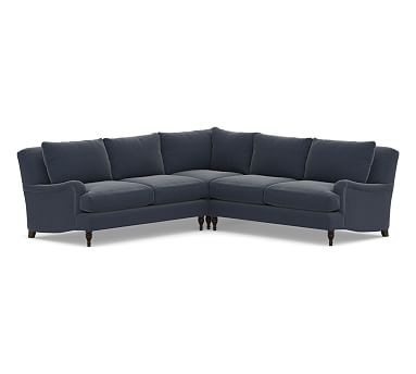 Carlisle Upholstered 3-Piece L-Shaped Corner Sectional, Down Blend Wrapped Cushions, Sunbrella(R) Performance Chenille Indigo - Image 1