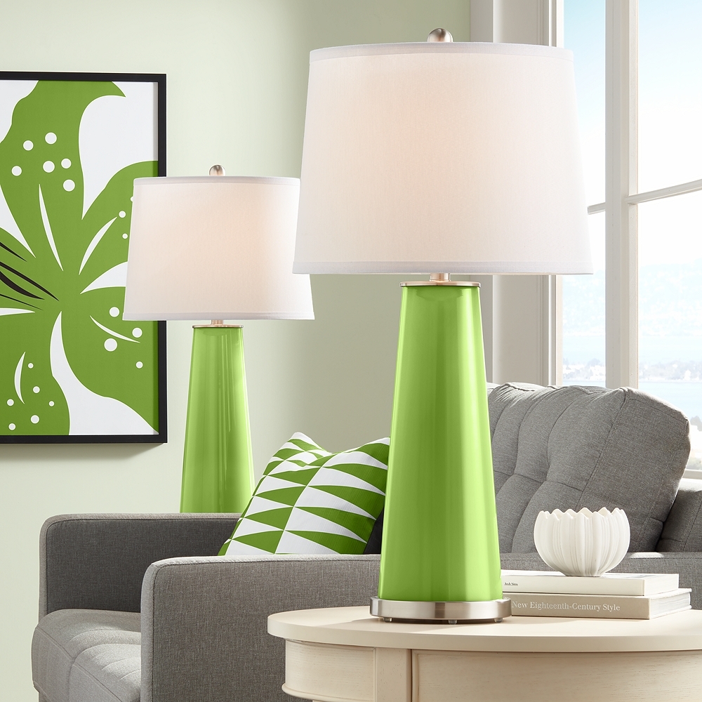 Color Plus Leo 29 1/2" Gecko Green Glass Table Lamps Set of 2 - Image 0