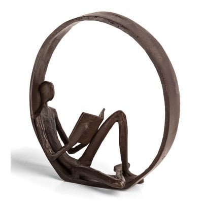 Landy Encircled Reader Iron Sculpture - Image 0