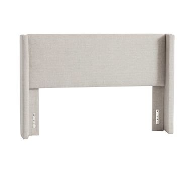 Elliot Shelter Upholstered Headboard, King, Performance Heathered Tweed Pebble - Image 3