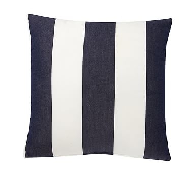 Sunbrella(R), Awning Striped Outdoor Pillow, 18", Navy - Image 0
