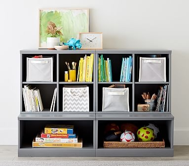 Cameron 2 Bookcase Cubby & 2 Open Base Set, Charcoal, In-Home Delivery - Image 0