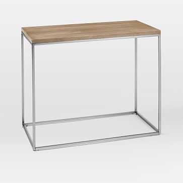 Streamline Side Table, Whitewashed Mango Wood/Stainless Steel - Image 4