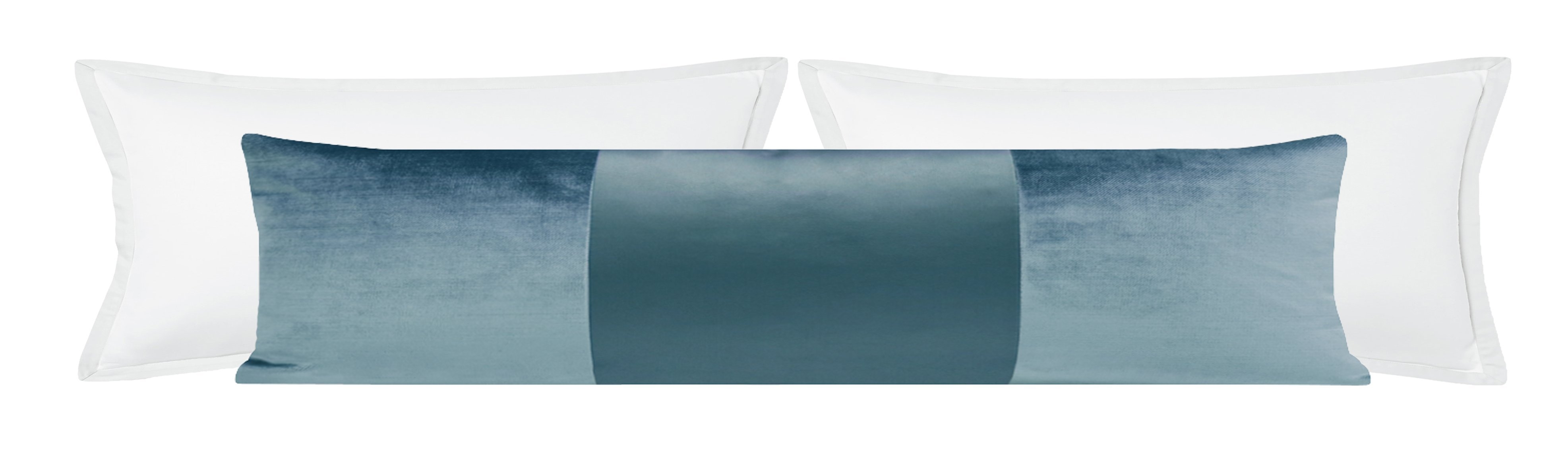 THE XL LUMBAR :: MONOCHROMATIC FAUX SILK VELVET // CERULEAN BLUE - 14" X 48" - Image 0