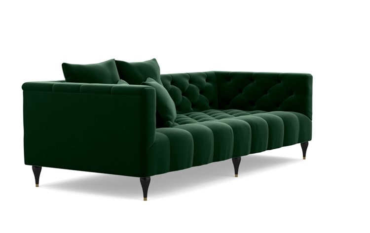 Ms. Chesterfield Sofa with Emerald Fabric and Matte Black with Brass Cap legs - Image 1