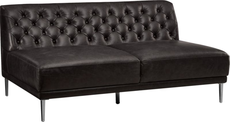 Savile Black Leather Tufted Armless Sofa - Image 2
