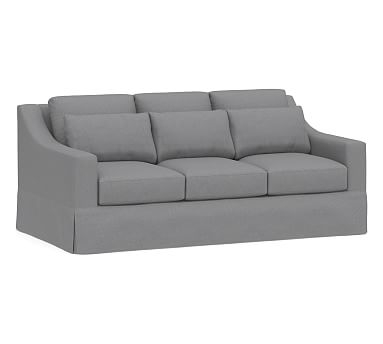 York Slope Arm Slipcovered Deep Seat Sofa 81" 3-Seater, Down Blend Wrapped Cushions, Textured Twill Light Gray - Image 0
