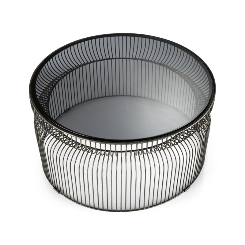 Spoke Smoke Glass Graphite Metal Coffee Table - Image 2