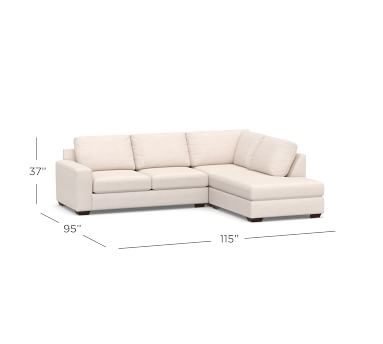 Big Sur Square Arm Upholstered Right 3-Piece Bumper Sectional with Bench Cushion, Down Blend Wrapped Cushions, Performance Everydaysuede(TM) Light Wheat - Image 5