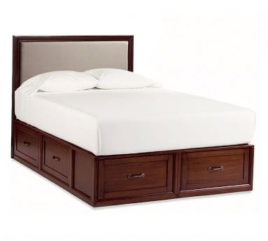 Stratton Storage Platform Bed &amp; Montgomery Headboard with Drawers, Pure White, King/California King - Image 1