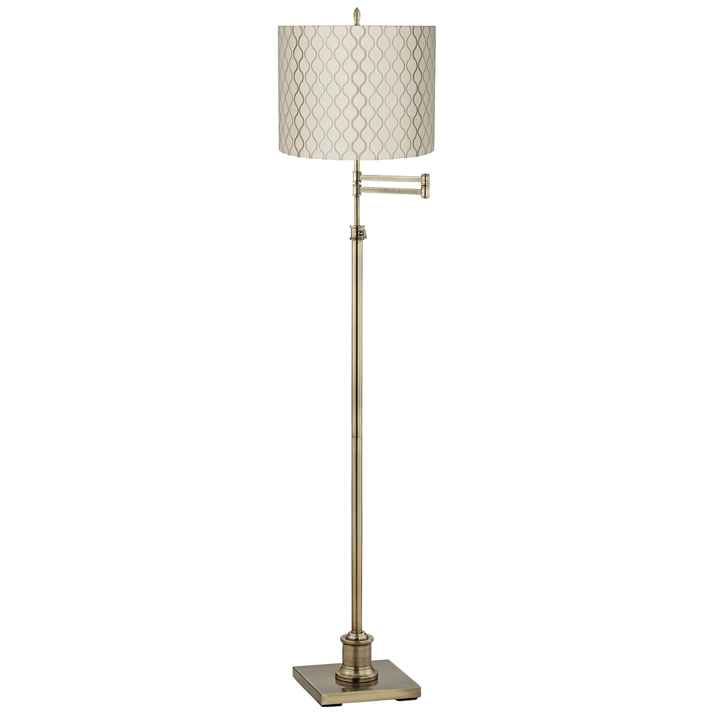 360 Lighting Westbury Embroidered Hourglass Brass Swing Arm Floor Lamp - Image 0