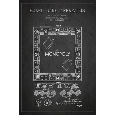 'Monopoly Charcoal Patent Blueprint' Graphic Art on Wrapped Canvas - Image 0