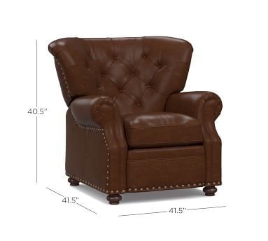 Lansing Tufted Leather Recliner, Polyester Wrapped Cushions, Statesville Molasses - Image 3