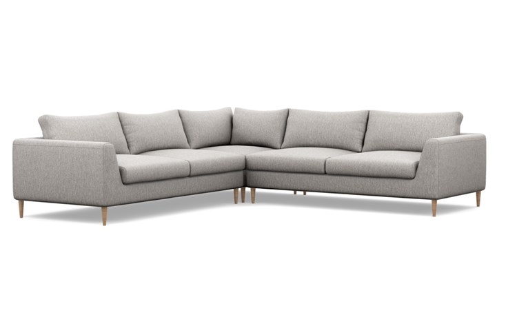 Asher Corner Sectional with Brown Earth Fabric and Natural Oak legs - Image 1