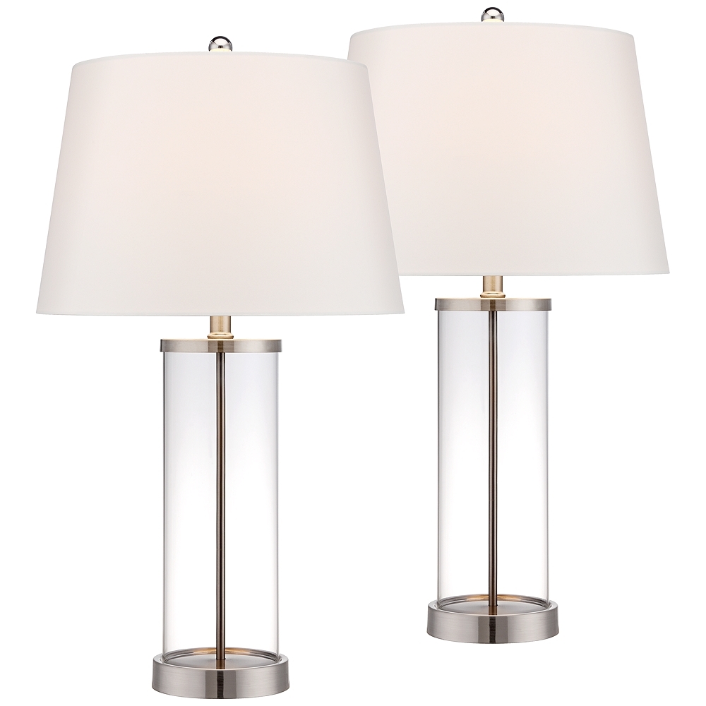 Glass and Steel Cylinder Fillable Table Lamp Set of 2 - Style # 17T87 - Image 0