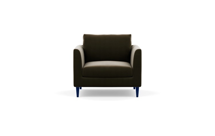 Owens Accent Chair with Brown Quartz Fabric and Matte Indigo legs - Image 0